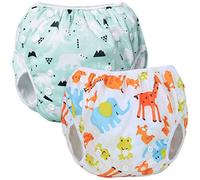 Teamoy 2pcs Baby Nappy riutilizzabile pannolino da nuoto, costume piscina neonato Lavabili per 0-3 Anni (Polar Bear + Animal)