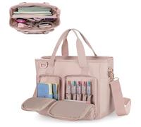 Teamoy Aufbewahrungskoffer für Tagebuchbedarf, große Kapazität, Schulbedarf-Organizer mit abnehmbarem Schultergurt für Bücher, iPad, Tagebuchbedarf, Pink