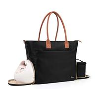 Teamoy Borsa da Viaggio per Tiralatte Indossabile Compatibile con Spectra S1/S2 e Medela, Custodia per Tiralatte Indossabile e Laptop per Mamme Lavoratrici, Nero (Manico in PU)