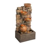 Teamson Home 4 Livelli Fontana Marrone con LED Stile Pietra Giardino