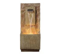 Teamson Home Fontana a cascata per esterni, 81 cm, in stile spa, con illuminazione a LED integrata, moderna finitura marrone e flusso d'acqua dolce