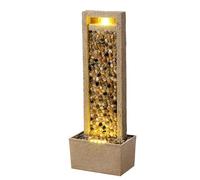Teamson Home Fontana da giardino alta effetto roccia di fiume con luce LED flusso regolabile in poliresina marrone per patio e angoli esterni