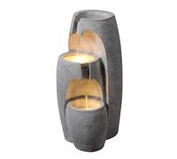 Teamson Home Fontana da giardino elegante a 3 livelli con luci LED effetto pietra in poliresina grigia compatta con flusso regolabile per esterni