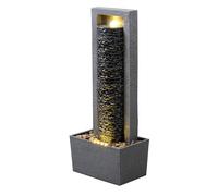 Teamson Home Fontana da giardino moderna con luce LED calda in poliresina effetto roccia stratificata colore grigio scuro per terrazzo o ingresso