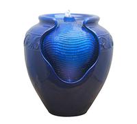 Teamson Home Fontana D'Acqua Blu con Luci per Giardino, Cascata per Esterni