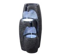 Teamson Home Fontana moderna dell'urna a cascata a 3 livelli della fontana dell'acqua all'aperto del giardino con le luci del LED nero