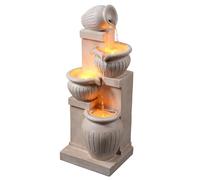 Teamson Home Fontana solare da giardino a 4 livelli con luce LED effetto pietra naturale senza fili eco-friendly ideale per balcone terrazzo o patio