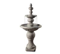 Teamson Home Grande Fontana d'Acqua da Giardino, Cascata da Esterno a 2 Livelli, Grigio