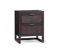 Teamson Home Hatteras Comodino con 2 cassetti in rattan, caffè