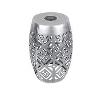 Teamson Home Outdoor Garden 2 in 1 round Lantern a energia solare, luce del pavimento a pavimento a LED, supporto da tavolino da 12,5 pollici, arredamento da giardino all'aperto, argento