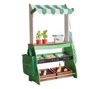 Teamson Kids bancarella del mercato Vermont in legno con verdure, lavagna, bilancia, cassette da giardino e accessori per bambini
