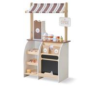 Teamson Kids Caffettiera in legno con macchina per espresso, lavagnetta e 29 accessori