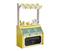 Teamson Kids chiosco limonata Sunny Citrus in legno con 18 accessori, spremiagrumi sonoro e set per gioco di ruolo educativo