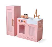 Teamson Kids, Cucina Giocattolo, Little Chef Chester, MDF, 85,4 x 30 x 80,4 cm, Pesca, Moderna, 2 Moduli con Frigo e Fornelli, 12 Accessori, da 3 Anni, 15,6 kg