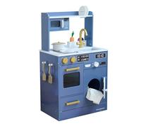 Teamson Kids cucina in legno blu per bambini con lavello, orto, forno, lavatrice e accessori per gioco simbolico ed educativo