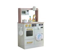 Teamson Kids cucina in legno per bambini con orto, lavatrice verde, forno, lavello e 9 accessori per gioco di ruolo