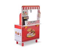 Teamson Kids, Giochi per Bambini, Hamburgeria Flip & Fry, Legno MDF, 59x40x96 cm, Rosso, Design Compatto, Fast Food, con 29 Accessori, da 3 Anni, 11 kg
