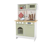 Teamson Kids Little Chef Boston Modern Farmhouse - Set da gioco in legno con funzioni interattive e 9 accessori da cucina, verde chiaro/bianco TD-12679E