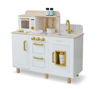 Teamson Kids Little Chef Hampton - Set da cucina in legno con erogatore di ghiaccio, lavandino, manopole per piano cottura, contenitore e 17 accessori inclusi per i più piccoli