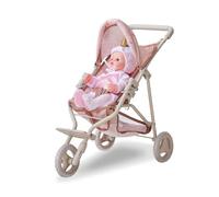 Teamson Kids Passeggino per Bambole, 3+ Anni, Beige con Motivo Coriandoli, Olivia's Little World, Metallo e Poliestere, 61 x 33 x 54 cm, con Cintura di Sicurezza, 1.3 kg