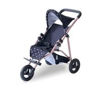 Teamson Kids Passeggino per Bambole, Olivia's Little World, 36+ Mesi, Nero con Pois Rosa, Struttura in Metallo e Poliestere, 61 x 33 x 54 cm, 1.3 kg