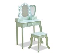 Teamson Kids Toeletta a Cuore, Mobile per Bambini, MDF, Verde Salvia, con 3 Specchi LED, 3 Cassetti, Sgabello Incluso, 65,1 x 33,1 x 100,1 cm, 11,6 kg