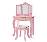 Teamson Kids Toletta in Legno Rosa con Sgabello e Specchio per Bambini TD-11670L