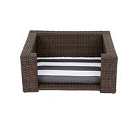 Teamson Pets Clotho Interno Esterno Rattan Lettino per Gatti o Cani di Piccola Taglia con Cuscino Lavabile Rimovibile Marrone/Crema ST-N10005-UK
