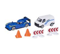 TEAMSTERZ RAPID RACERS - set da corsa: macchinina e furgone di supporto con coni e barriere