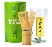 TEANAGOO Frusta in bambù per tè Matcha, 100 rebbi, per tè Matcha in polvere, realizzata a mano, biologica tradizionale giapponese, mescolatore per tè matcha wisk, per una preparazione autentica del tè