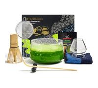 TEANAGOO frusta Matcha giapponese (7 pezzi) Matcha Set Mtacha Kit Ciotola Matcha Bamboo Frullino Matcha (chasen) Scoop (chashaku) Matcha Whisk Holder.N29, Clear Vetro...