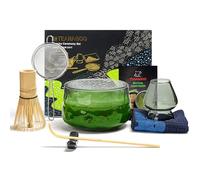 TEANAGOO giapponese Matcha Whisk (7pcs) Matcha Set Mtacha Kit Matcha Bowl Bamboo Matcha Whisk (chasen) Scoop (chashaku) Matcha Whisk Holder.N30, Dark... Vetro grigio...