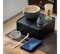 TEANAGOO Kit Matcha con custodia, set completo da viaggio per il tè Matcha da 10 pezzi, ciotola Matcha in ceramica (510ml/18oz), frusta in bambù, misurino, porta, WN17, grigio roccia