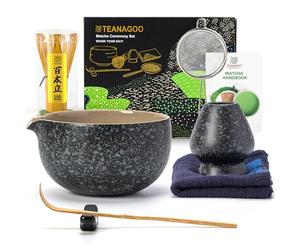 TEANAGOO MATCH KIT, Set da 7 pezzi, Matcha Cerimoniale, Matcha set da tè matcha per preparare la colazione/latte, set con ciotola (chawan)/frusta matcha, Idee Regalo di Eleganza per gli Amanti del Tè