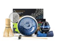 TEANAGOO MATCHA KIT 7 pezzi, Matcha Cerimoniale, kit per matcha Junware-Blue, set da tè matcha per preparare la colazione/latte, regalo per gli amanti del matcha