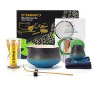 TEANAGOO MATCHA KIT, Matcha Set in ceramica, kit per cerimonia del tè matcha, set da tè matcha per preparare la colazione/latte, set con frusta e ciotola con tutti gli accessori