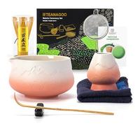 TEANAGOO MATCHA KIT, Matcha Set rosa, kit per cerimonia del matcha, set da tè matcha per preparare la colazione/latte, frusta per matcha e ciotola rosa con cucchiaio e setaccio
