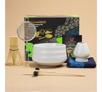 TEANAGOO MATCHA KIT, set da tè giapponese, ciotola matcha, frusta in bambù, paletta, setaccio, supporto per frusta, set frusta matcha N1, tè verde matcha in polvere