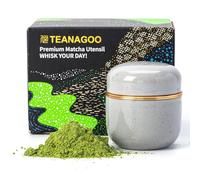 TEANAGOO Mini contenitore in ceramica per Matcha | Barattolo a doppia tenuta da 2,8 oz / 82,8 ML con coperchio interno in alluminio, contenitore portatile per 18 g di polvere di Matcha,X2,grigio scuro