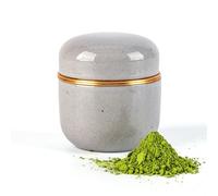 TEANAGOO Mini contenitore in ceramica per Matcha | Barattolo a doppia tenuta da 2,8 oz / 82,8 ML con coperchio interno in alluminio, contenitore portatile per 18 g di polvere di Matcha,X2,grigio scuro