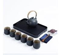 TEANAGOO Set da tè giapponese portatile, set da tè in porcellana da viaggio grigio carbone, 1 teiera (700 ml/25 oz) + 4 tazze da tè (205 ml/7,2 oz), U2