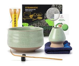 TEANAGOO Set da tè giapponese, set di fruste Matcha, ciotola Matcha in bambù (Chasen), paletta (chashaku), supporto per frusta Matcha, kit per la preparazione del tè. MSB-6, Matcha