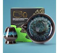 TEANAGOO Set di 2 ciotole per Matcha con beccuccio, in ceramica, 510 ml, con supporto per frusta, per tè verde, regalo per amici/familiari