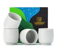 TEANAGOO Tazza da tè Cinese, 175 ml, Ruware, Bianco Avorio, 4 Pezzi/Scatola, H7, Tazze da tè Cinesi, Tazza da tè Giapponese, Tazze da tè asiatiche Verdi Senza Maniglie Tradizionali