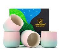 TEANAGOO Tazza da tè giapponese, 7,2Oz / 205 ml, verde rosa sfumato, H11, 4 pezzi/scatola, tazze giapponesi, tazze da tè cinesi, tazze da tè asiatiche senza manici, tazza da tè in ceramica per