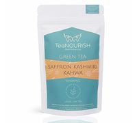 TeaNOURISH Saffron Kashmiri Kahwa | Loose Leaf Green Tea | Saffron, Cardamom, Cinnamon, Almond | Warming & Soothing Tea | Improves Digestion, Boosts Immunity | 100% NATURAL - 100g