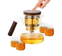 Teapot in da 800 ml con infusore, Spout Tea Brewer, Heat Resistant Borosilicate Glass Tea Kettle with Wood Lid for Loose Brew, 4,33 x 4,33 x 5,71 pollici