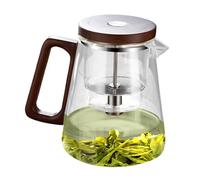 Teapot With Infuser, Steeping Teapot With Strainer, Tea Glass With Press Control Infuser, Wooden Handle Teapot,5.71x3.23x4.53 Inch Tea Room Infuser Teapot, Glass Teapot With Strainer, Press Control