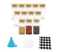 Teaque 12pcs Set Spezie da Cucina con Coperchi in Bambù,120ml Contenitori Spezie per Cucina,Set Barattoli Portaspezie Vetro Vasetti Spezie mit Imbuto,Etichetta Quadrato Barattoli,Barattoli Spezie