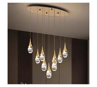 Teardrop Glass Cascading Gold Ceiling Plate Chandelier | For Tall Staircase Foyer Villa